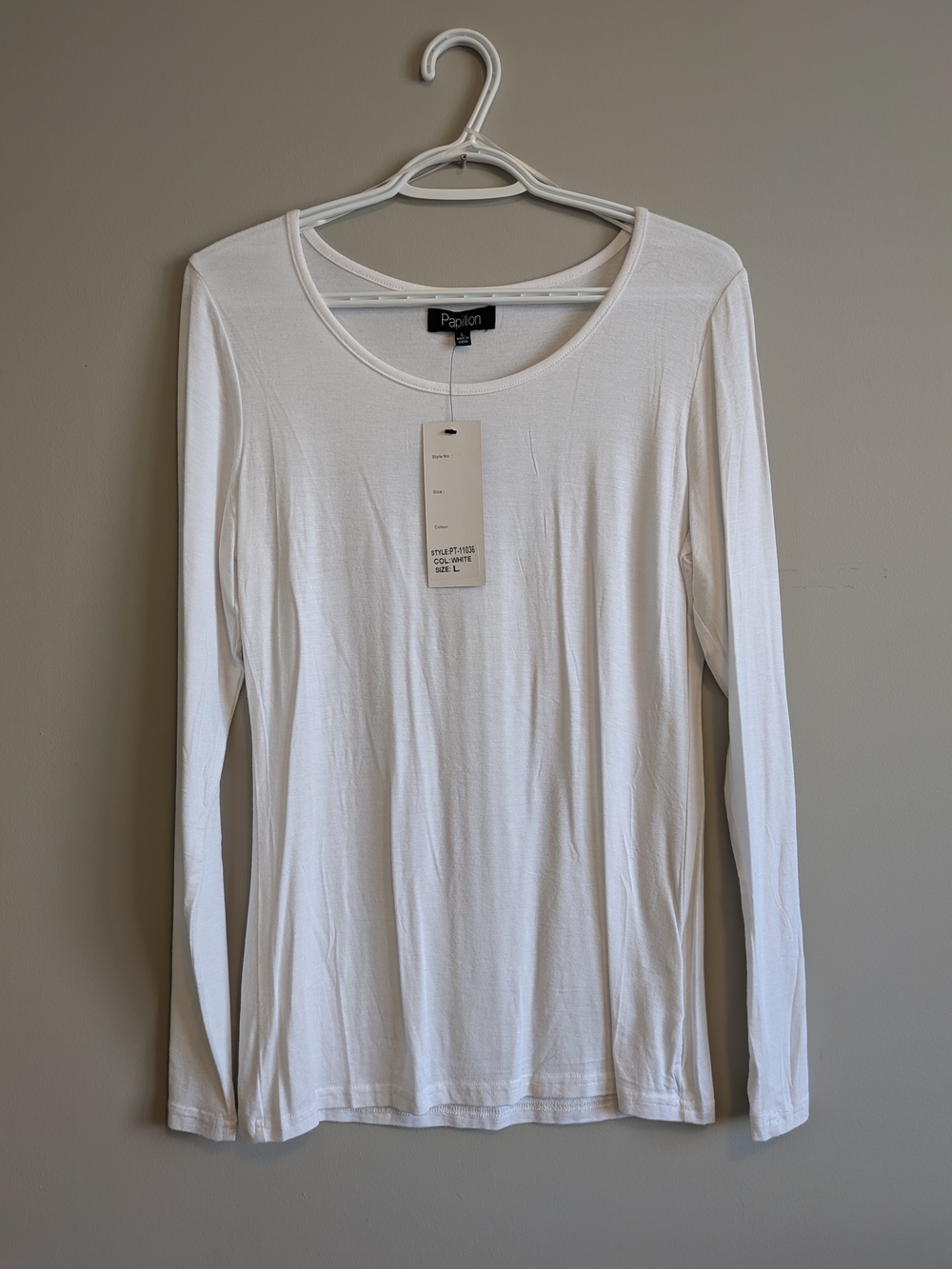 Papillon Blanc Women's Long Sleeve Scoop Neck Tee - White